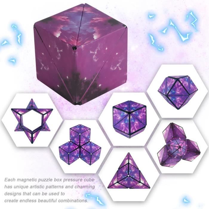 2 en 1 Cube Magique Étoile, 3D Puzzle Infini, jouet anti-stress transformable, cube de vitesse pour enfants et adultes, jeu d'entraî - Jeux - Jouets