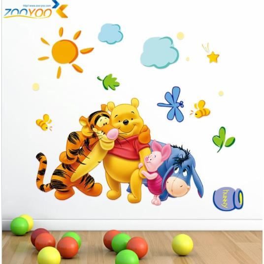 Autocollant Winnie L'ourson Tête De Personnage - Vinyle Blanc - Décoration Murale Ou Objet