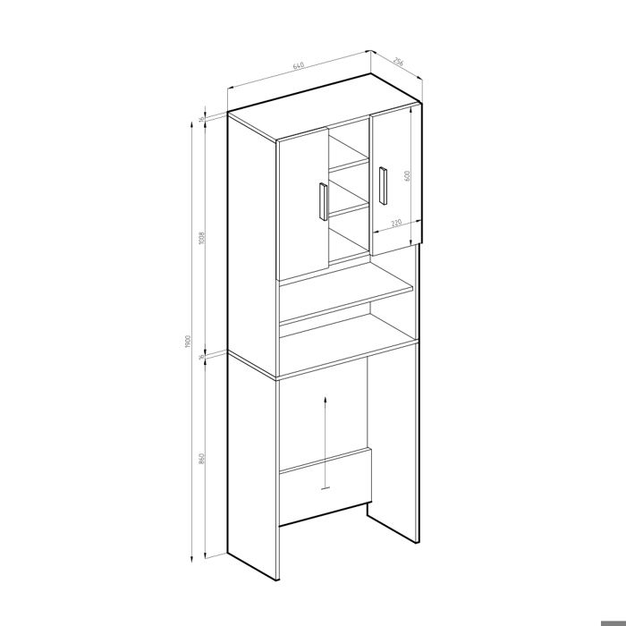 Armoire Pour Machine à Laver VICCO Viktor - Blanc/Artisan - 68x88.2x60 Cm - Panneau De Particules - Rangement Salle De Bain
