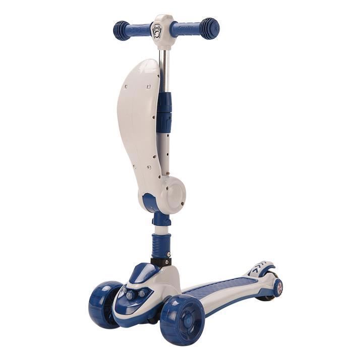 JEOBEST Trottinette avec Siège 2-en-1 pour Enfants 2-8 ans, Amovible, 57*25*60-75cm, 3 Tailles