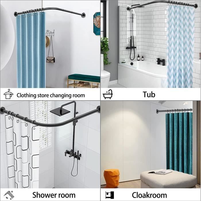 Tringle de Douche Réglable en Forme de L pour Usage Domestique Espace Privé Mur
