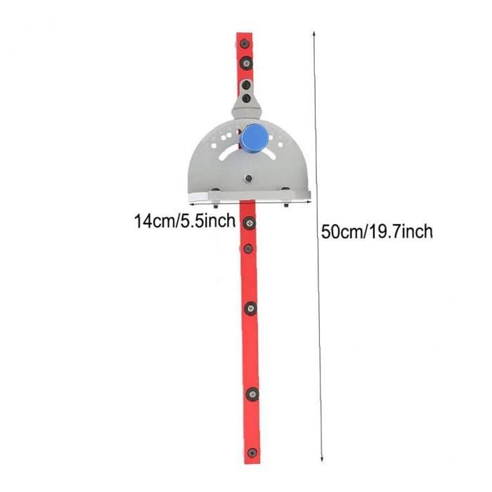 Guide D'onglet Et Butée Pour Scie De Table - Longueur 450 Mm - Compatible Rails En T 30/45 Mm - Alliage Aluminium Rouge - 2