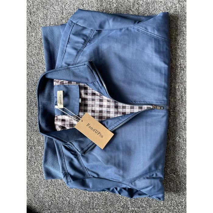 LE COL Veste de sport II pour homme | Manteau de cyclisme à manches longues | Coupe-vent, imperméable, fermeture éclair, Bleu marine/safran, Petit