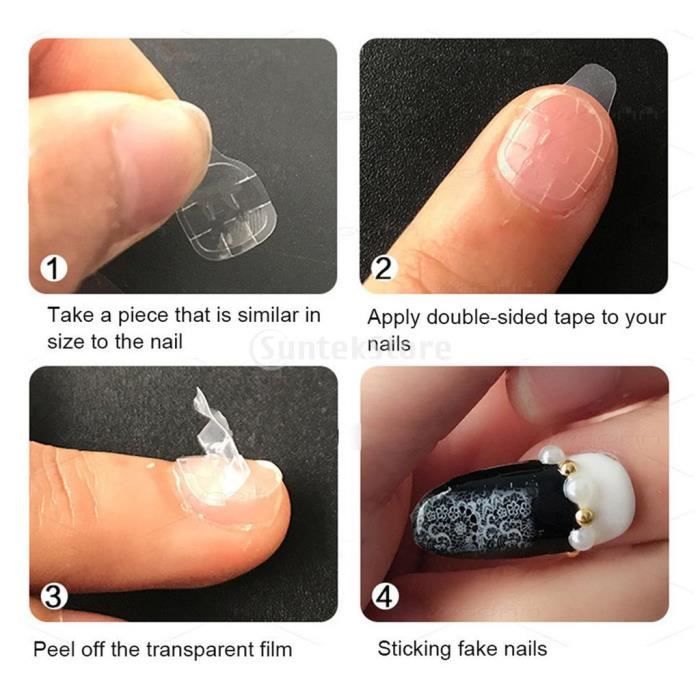 Autocollants Double Face pour Faux Ongles Transparents - Manucure
