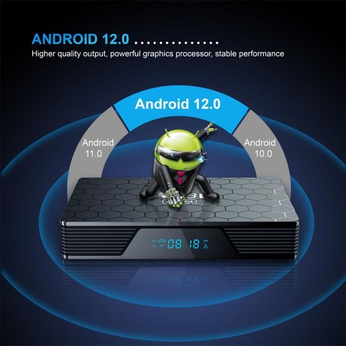 Boîtier Smart TV X98H Pro, Android 12, Quad Core, 4K, lecteur multimédia,  décodeur, avec WIFI 2.4/5G,2go 16go 1000m lan Bt5.0 - Cdiscount TV Son Photo