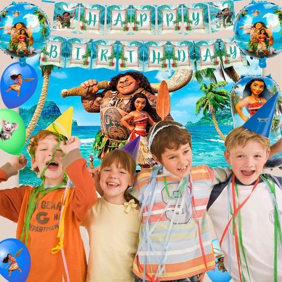 Décoration Anniversaire Moana - Bannière Et Accessoires Pour Fête Thématique Tropicale