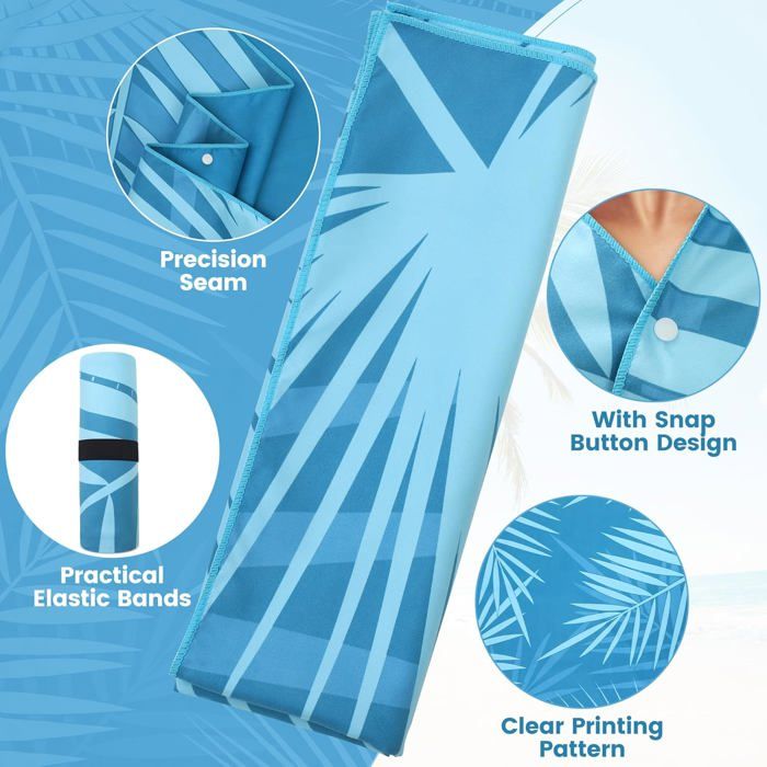 Serviette De Plage Microfibre XXL 90x180 Cm - Séchage Rapide, Légère, Repousse Le Sable - Motif Palmier