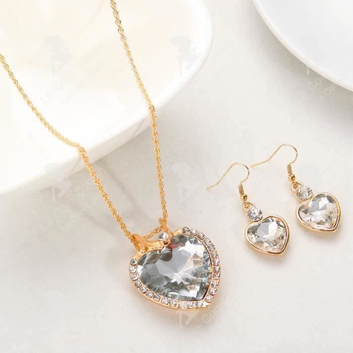 Parure Bijoux Or/argent Kenivira Pour Femme - Collier, Bague Et Boucles D'oreilles | Ensemble élégant Cadeau