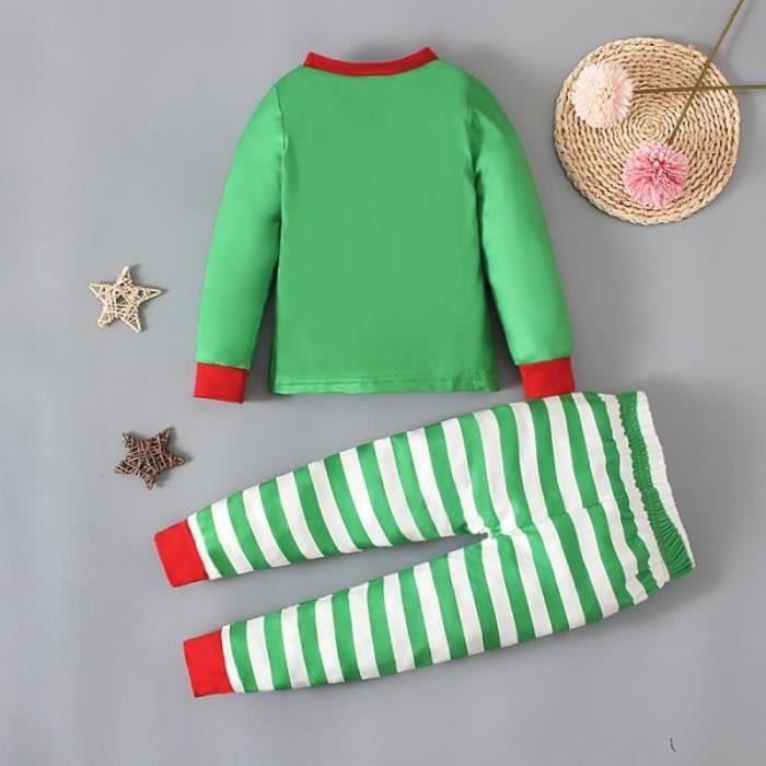 PYJAMA CHEMISE DE NUIT 1 7 Ans 2 PCS Ensemble Pyjama de Noel Bebe Enfant Haut a Manches Longues Vert Pere Noel Pantalon Raye Or Cdiscount Pret a Porter