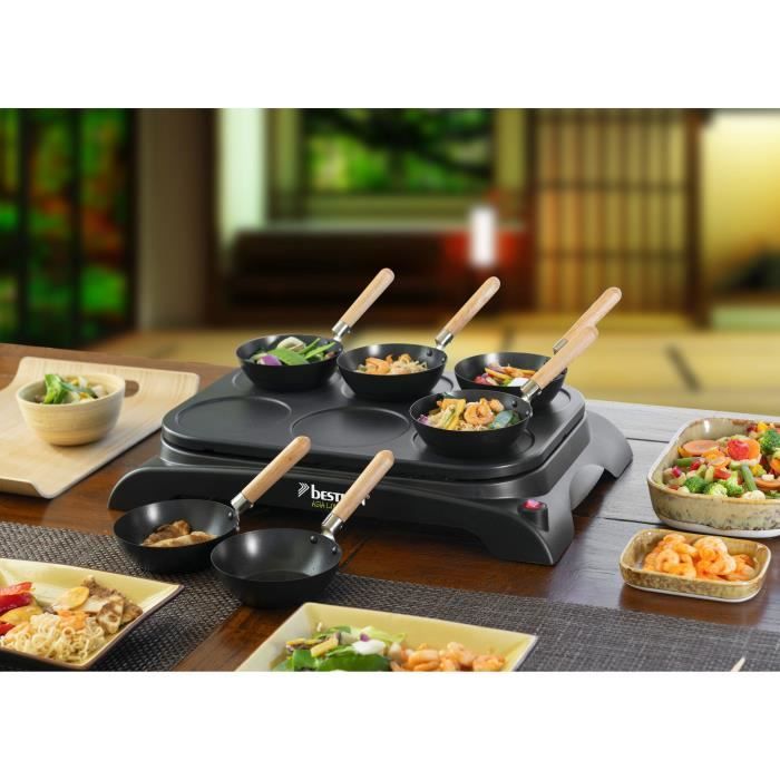 Bestron service party wok électrique, grill de table avec mini