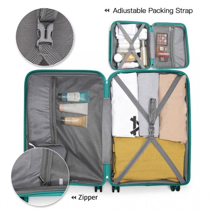 Set Valises Sea Choice 2 Pièces - 55cm Et 34cm - 8 Roues Spinner - Polypropylène - Serrure TSA - Or Noble