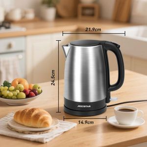 Bouilloire électrique portable en acier inoxydable 2L 2tasses arrêt automatique