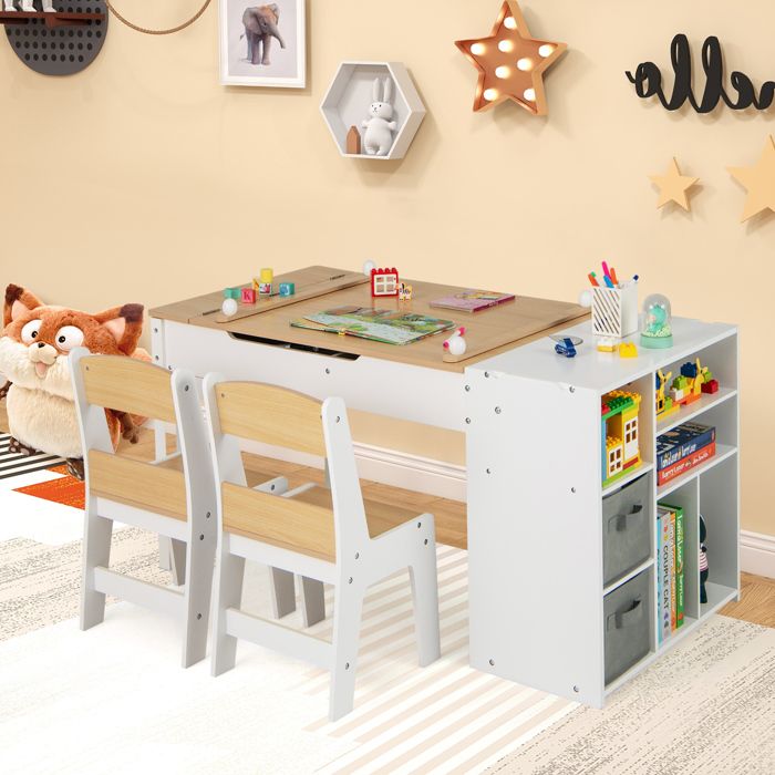 GOPLUS Table Enfant Avec Chaise, Table à Dessin En Bois Avec Tableau Noirblanc Rouleau De Papier Gomme Craies Gobelets De Peinture Bureau Enfant En Bois Avec Etagere Naturel 92571197 GOPLUS Table Enfant Avec Chaise, Table à Dessin En Bois Avec Tableau Noirblanc Rouleau De Papier Gomme Craies Gobelets De Peinture Bureau Enfant En Bois Avec Etagere Naturel 92571197