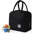 Petit Sac Isotherme Repas Imperméable à l'eau Glaciere Repas Doublement Epaissi Lunch Bag pour Femme Homme Enfant Lunchbox Noir-0