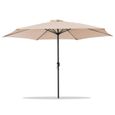 Parasol de jardin coloris beige avec manivelle, parasol d'extérieur avec protection UV - Diamètre 300 x Hauteur 244 cm-0