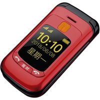 Téléphone senior à clapet - Double écran LCD - Sonnerie ultra forte - Bouton SOS - Rouge