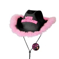 Chapeau style cowboy pour fille - Girly - Miss Anniversaire - Noir Rose Fuchsia - Accessoire de mode