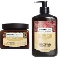 shampooing Arganicare Masque renfor&ccedil;ateur Arganicare &agrave; l&rsquo;huile de ricin Bio. 500ml + Arganicare Shampooing a185