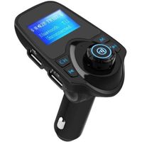 Transmetteur FM Bluetooth, Kit de Voiture Sans Fil Mains-libres Adaptateur Radio avec Chargeur Voiture USB et 1,44 Pouces Ecra -Noir