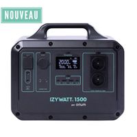 IZYWATT 1500W Station électrique portable pour camping et voyage, 0 à 100% en 2h, charge rapide, technologie LFP
