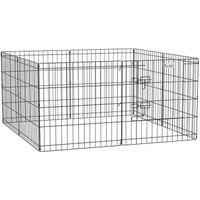Parc enclos modulable pour chien animaux porte verrouillable 8 panneaux dim. panneau 61L x 61H cm métal noir
