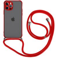 Coque Pour iPhone 12 Pro (6.1") Couleur Givrée Mince Dure Rigide Avec Collier Cordon rouge