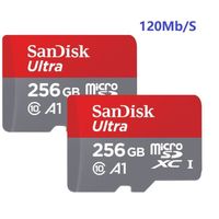 Lot de 2 Sandisk ultra 256 Go Carte Mémoire Micro SD SDXC MicroSDXC Class 10 UHS-I 120Mb/s