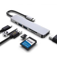 6 en 1 Concentrateur USB C, avec HDMI 4K, 2 Port USB 3.0, Lecteur de Cartes SD/TF, 87W PD, Dock Multiport Compatible