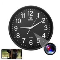 Horloge Murale Caméra Espion WiFi FHD 1080P Vidéosurveillance Android iOs + SD 8Go YONIS Noir