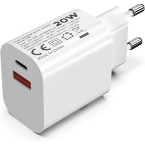 CHARGEUR - ADAPTATEUR  Chargeur Rapide USB C20W Adaptateur PD QC 3.0 Char