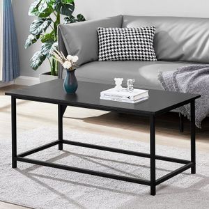 TABLE BASSE Noir Table basse noire simple et moderne,Design ouvert,Table basse rectangulaire minimaliste pour salon, maison, bureau, table