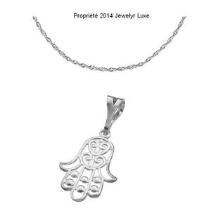 COLLIER main de FATMA en ARGENT massif LONGUEUR au CHOIX 45cm ou 50cm