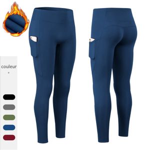 PANTALON DE SPORT Femmes Pantalon Sport Legging Fitness Haute Élasticité Musculation Training Survêtement sous-Vêtements Thermiques avec Poches Bleu