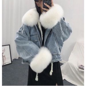 Veste en jean deals fourrure blanche