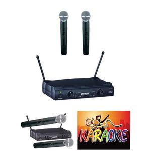 MICROPHONE - ACCESSOIRE Double Micro Main Sans fil VHF DJ KARAOKE - Freq 1
