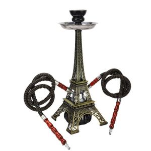 CHICHA - NARGUILÉ Qqmora ensemble de narguilé en métal de la de Paris Ensemble de narguilé à 2 tuyaux, Kit de narguilé en métal avec arbre deco pack