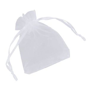 Lot de 20 Pochettes Organza Couleur Blanc avec Motifs Dores 12x10cm PandaHall