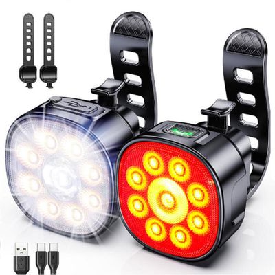 Set De Phares Vélo Avant/arrière – 3 Modes, étanches IPX4, Fixation Universelle