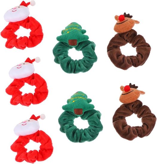 Lot De 7 Chouchous De Noël Multicolores - Accessoires Cheveux Femme