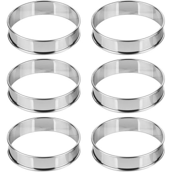6 Emporte-pièces Ronds En Inox 7,5 Cm - Cercles à Pâtisserie Avec Plaque Presse - Idéal Mousses, Desserts - Inclus Spatule - 11
