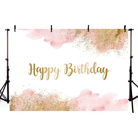 Toile De Fond 1er Anniversaire Fille - 3 X 2,5 M - Motif Rose, Ballons, Tente, Fleurs, Papillons - Décoration Fête, Photographie - Vinyle Léger