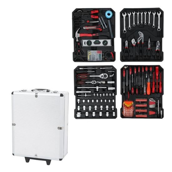 BORLAI® 186 pièces ensemble d'outils à main boîte de chariot pinces ménagères clé kit de tournevis de réparation de matériel