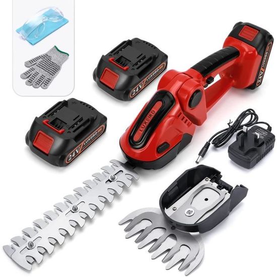 Cisaille à Gazon Sans Fil 2-en-1 1500mAh - Taille-Haie Électrique 22 Cm + Herbe 13,2 Cm