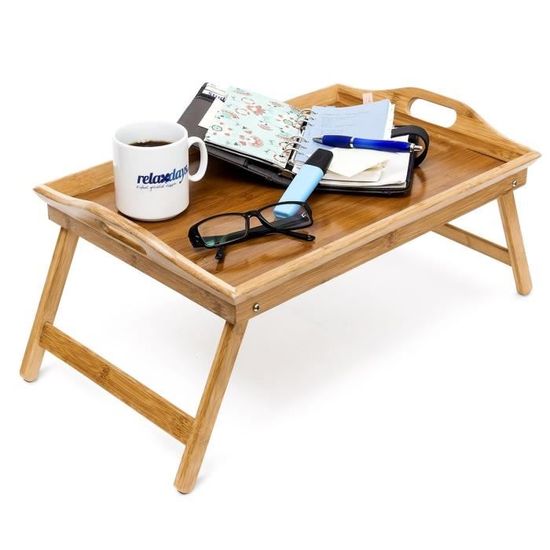 Plateau De Petit Déjeuner Au Lit En Bois Verni - 50x30 Cm - Neuf - Marque Sendez