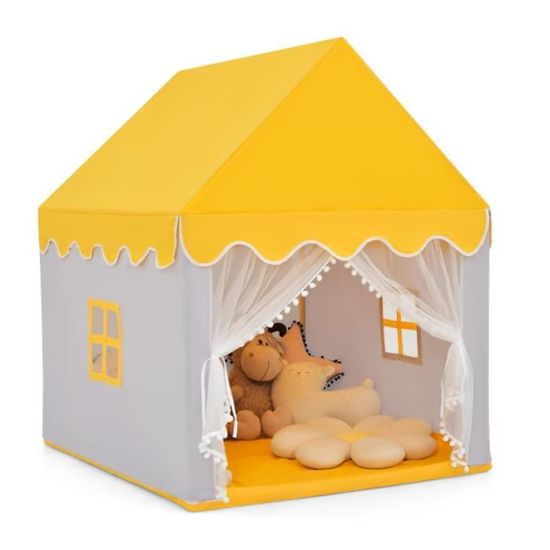 DREAMADE Tente De Jeu Enfant Rose – Cabane En Bois Avec Tapis Épais, Moustiquaire & Fenêtres Maillées | 105x120x140 Cm – Idéale Intérieur/Extérieur