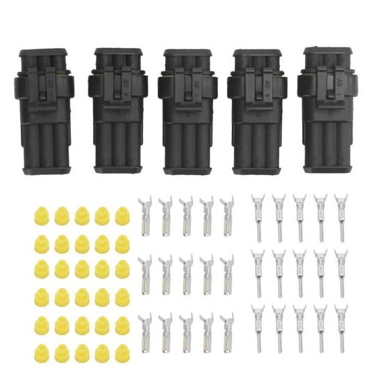 YIXISI 100 Pièces 2.8mm Automobile Connecteur Kit, 4 Broches de Fil Électrique Connecteur et Femelles Sertir Cosse Assortiment, pour Moto, Voiture, Camion, Scooter, Bateaux Électrique