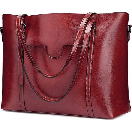 Sac Fourre-tout Femme Simili Cuir Rouille Style Hobo - Marron, Petit Format