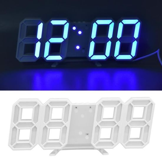 Horloge murale radio-pilotée LED bleues, Horloges