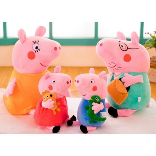 4pcs peluche peppa pig Famille Daddy Pig et Mummy Pig ,Peppa et George Jouet Cadeau pour Enfant
