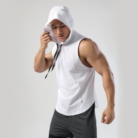 Débardeur Homme avec Capuche Sport Séchage Rapide Respirant Gilet